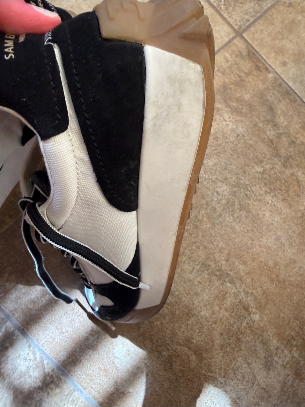 Sam Edelman Men's White and Black Retro Trainer Sneakers - Picture 7 of 10